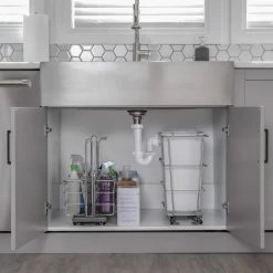 NewAge Products Laundry Room Cabinets Home Laundry Room 8 Piece Cabinet Set With Single Drawer Cabinet, Sink And Faucet