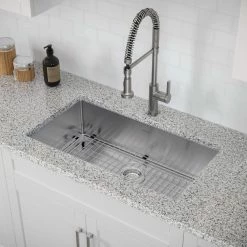 NewAge Products 32 In. Undermount Single Bowl Stainless Steel Sink With Coiled Pull Down Faucet 18 NewAge Products 32 In. Undermount Single Bowl Stainless Steel Sink With Coiled Pull Down Faucet