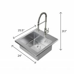 NewAge Products 24 In. Standard Sink With Coiled Pull Down Faucet Shop Kitchen Sets