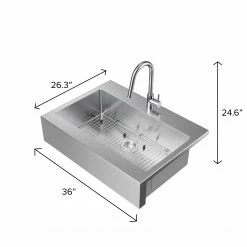 NewAge Products 36 In. Farmhouse Sink With Classic Pull Down Faucet 25 NewAge Products 36 In. Farmhouse Sink With Classic Pull Down Faucet
