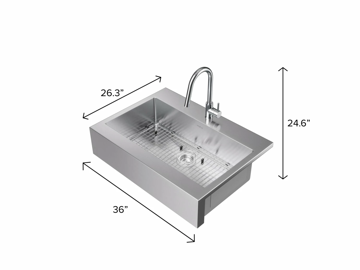 NewAge Products 36 In. Farmhouse Sink With Classic Pull Down Faucet 10 NewAge Products 36 In. Farmhouse Sink With Classic Pull Down Faucet
