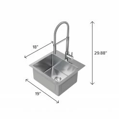 NewAge Products Shop Kitchen Sets 19 In. Overmount Single Bowl Stainless Steel Sink With Flex Pull Down Faucet 25 NewAge Products Shop Kitchen Sets 19 In. Overmount Single Bowl Stainless Steel Sink With Flex Pull Down Faucet