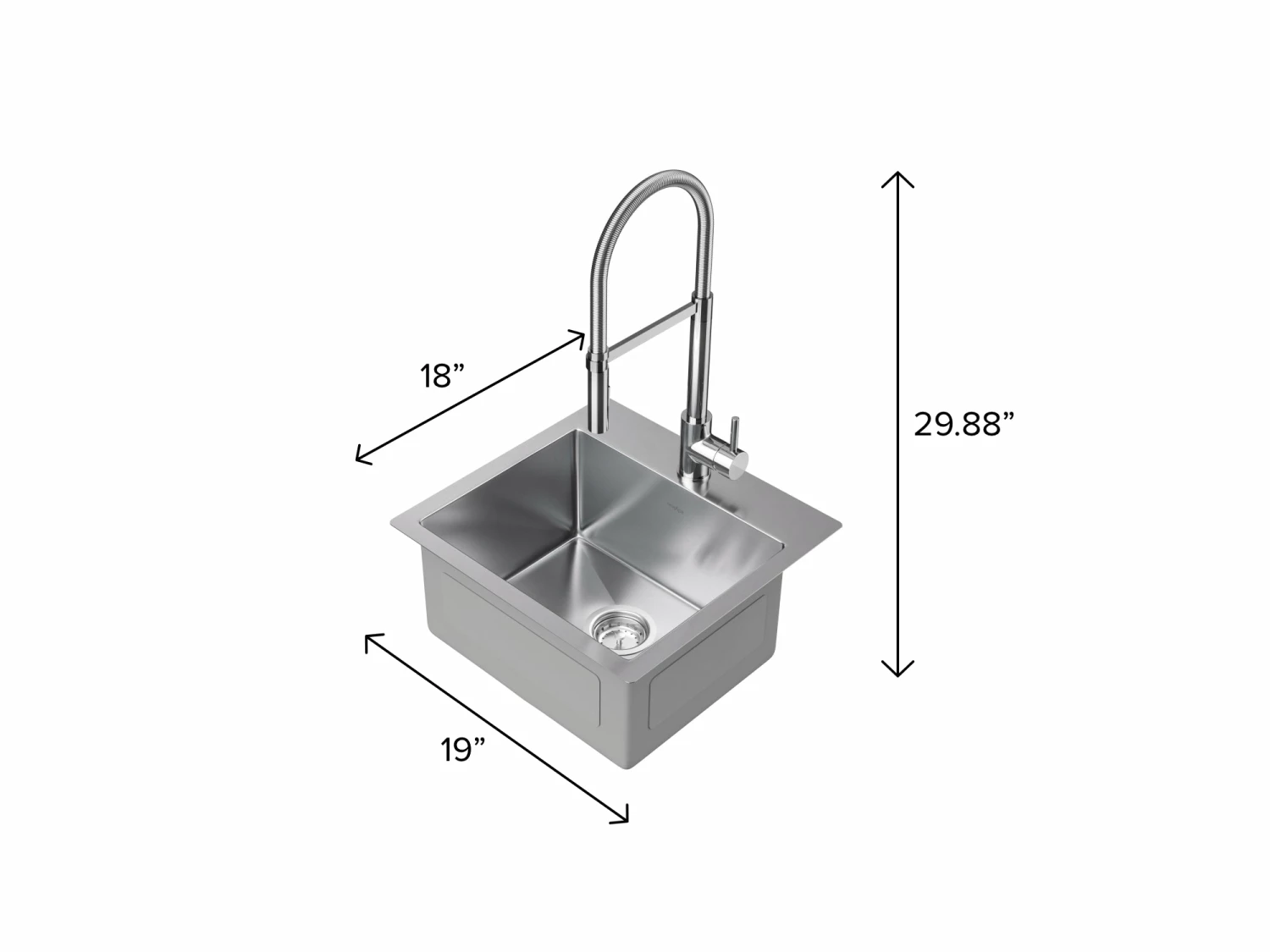 NewAge Products Shop Kitchen Sets 19 In. Overmount Single Bowl Stainless Steel Sink With Flex Pull Down Faucet 10 NewAge Products Shop Kitchen Sets 19 In. Overmount Single Bowl Stainless Steel Sink With Flex Pull Down Faucet