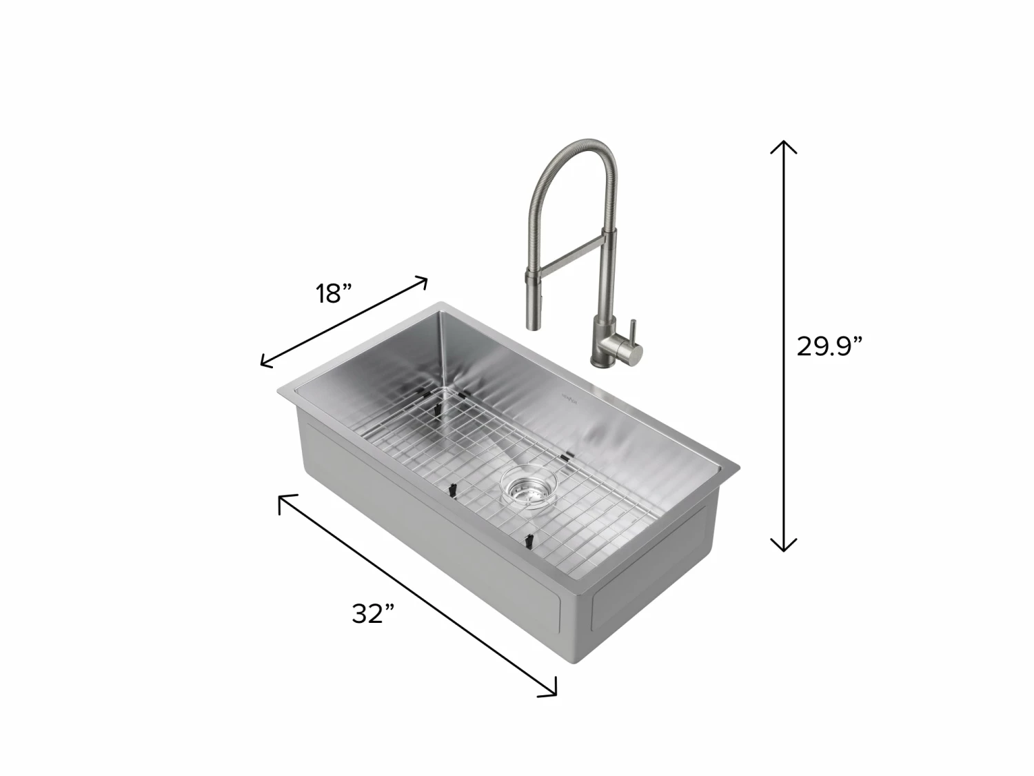 NewAge Products Shop Kitchen Sets 32 In. Undermount Single Bowl Stainless Steel Sink With Flex Pull Down Faucet 2 NewAge Products Shop Kitchen Sets 32 In. Undermount Single Bowl Stainless Steel Sink With Flex Pull Down Faucet