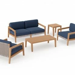 NewAge Products Lakeside 4 Seater Chat Set With Coffee Table And Side Table