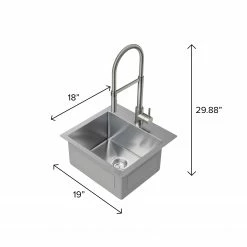 NewAge Products Shop Kitchen Sets 19 In. Overmount Single Bowl Stainless Steel Sink With Flex Pull Down Faucet