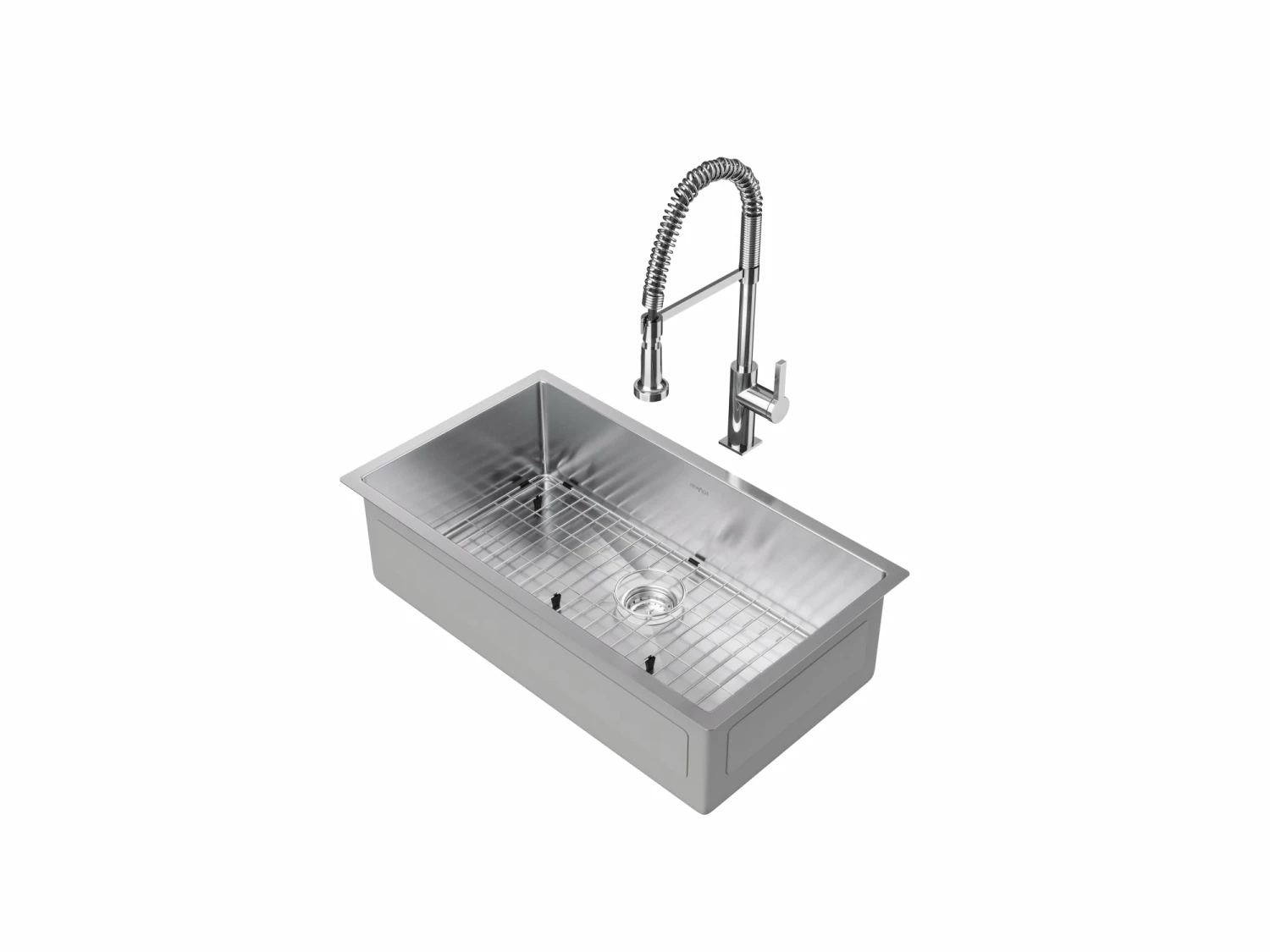 NewAge Products 32 In. Undermount Single Bowl Stainless Steel Sink With Coiled Pull Down Faucet 9 NewAge Products 32 In. Undermount Single Bowl Stainless Steel Sink With Coiled Pull Down Faucet