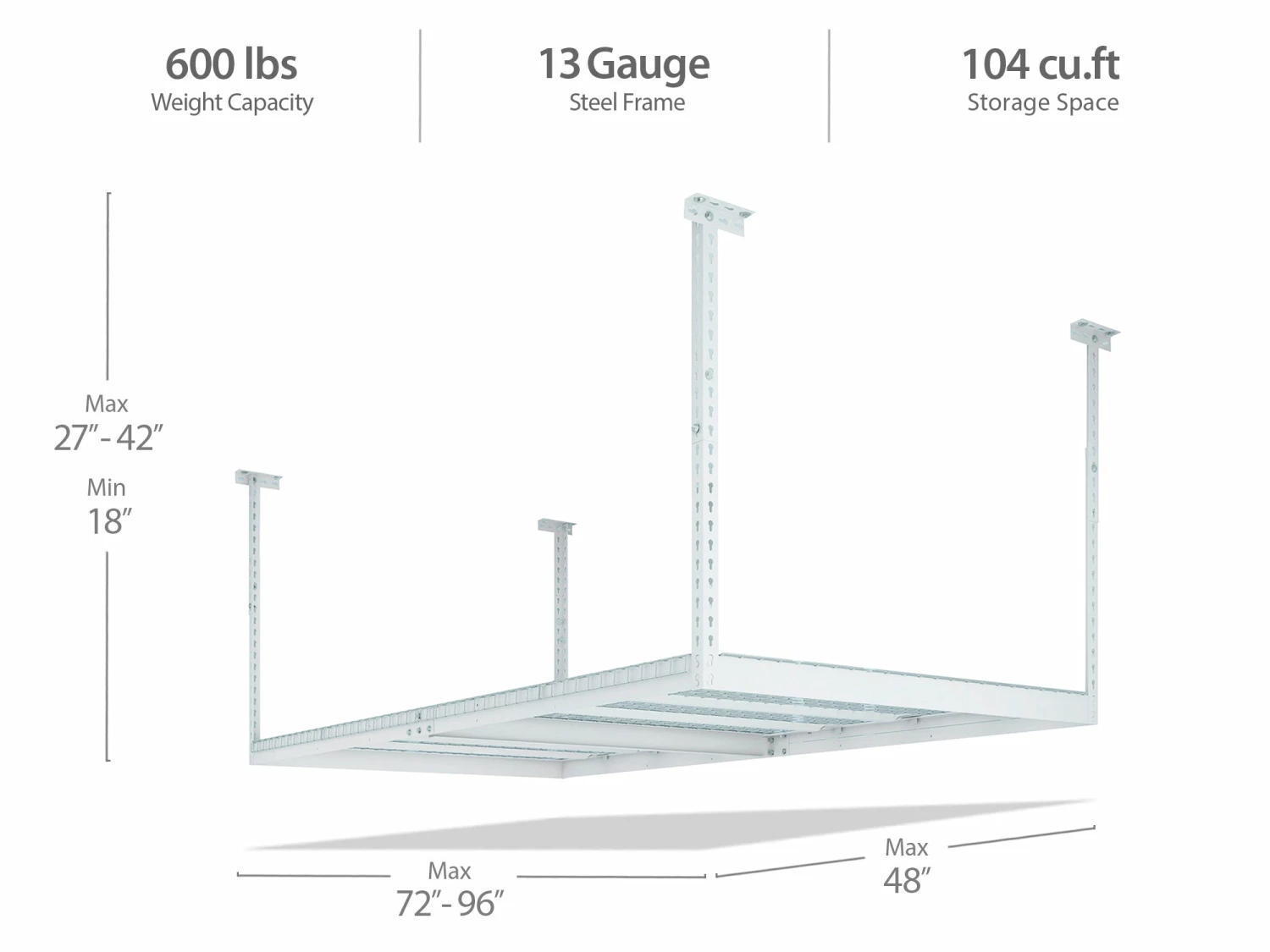 None VersaRac 4 Ft. X 8 Ft. Adjustable Overhead Rack 22 None VersaRac 4 Ft. X 8 Ft. Adjustable Overhead Rack