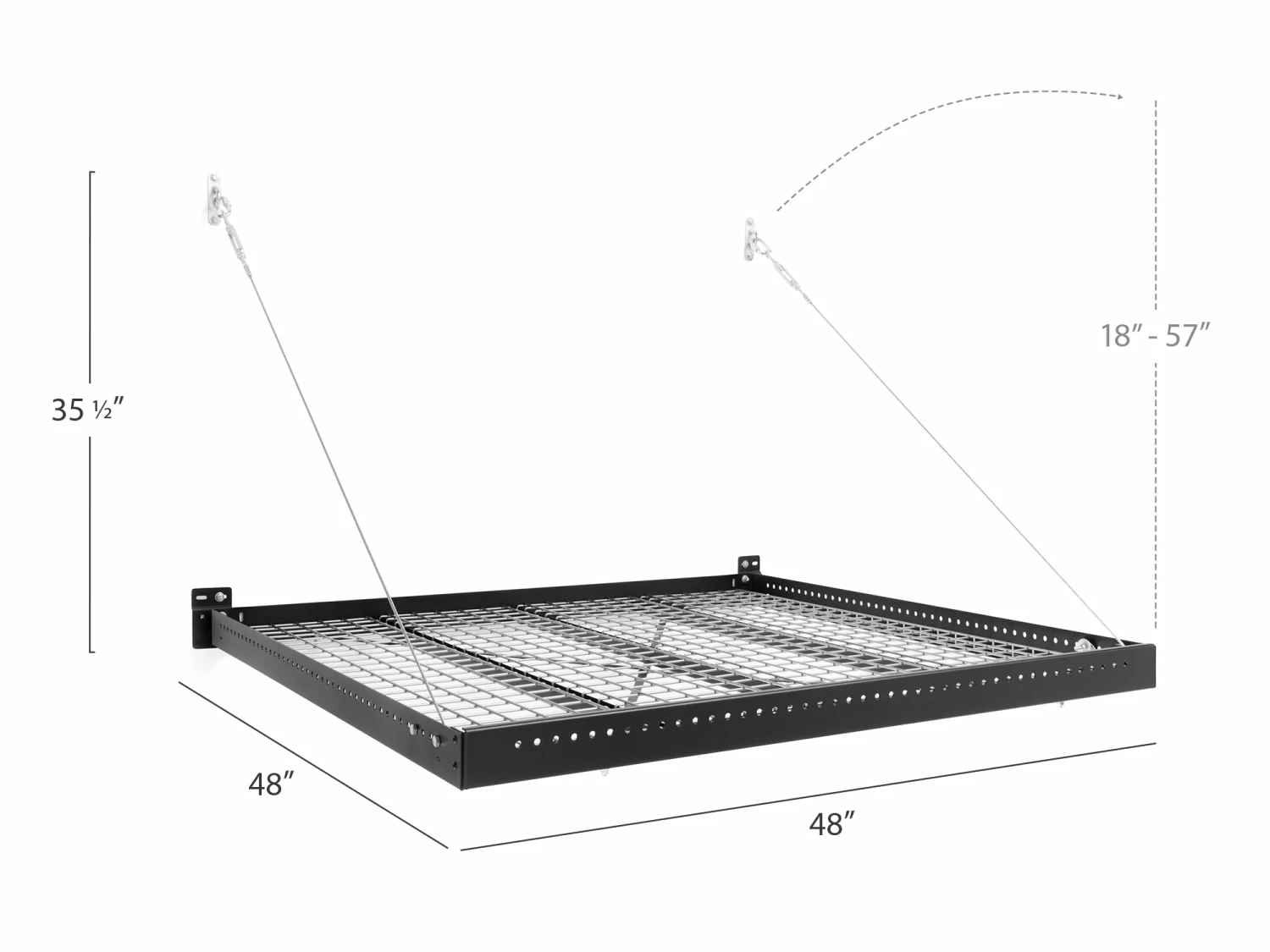 NewAge Products Pro Series 4 Ft. X 4 Ft. Wall Mounted Steel Shelf 3 NewAge Products Pro Series 4 Ft. X 4 Ft. Wall Mounted Steel Shelf