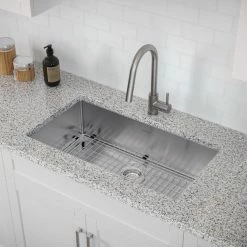 NewAge Products Shop Kitchen Sets 32 In. Undermount Single Bowl Stainless Steel Sink With Classic Pull Down Faucet