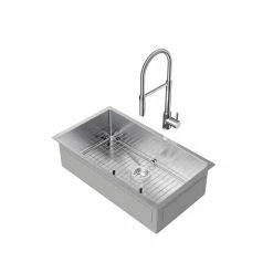 NewAge Products Shop Kitchen Sets 32 In. Undermount Single Bowl Stainless Steel Sink With Flex Pull Down Faucet 24 NewAge Products Shop Kitchen Sets 32 In. Undermount Single Bowl Stainless Steel Sink With Flex Pull Down Faucet