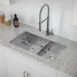 NewAge Products 30.35 In. Undermount Double Bowl Stainless Steel Sink With Flex Pull Down Faucet 26 NewAge Products 30.35 In. Undermount Double Bowl Stainless Steel Sink With Flex Pull Down Faucet