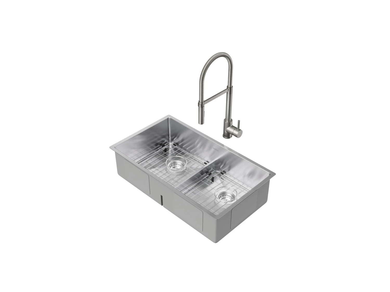 NewAge Products 30.35 In. Undermount Double Bowl Stainless Steel Sink With Flex Pull Down Faucet 1 NewAge Products 30.35 In. Undermount Double Bowl Stainless Steel Sink With Flex Pull Down Faucet