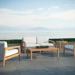 NewAge Products Lakeside 4 Seater Chat Set With Coffee Table And Side Table