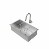 NewAge Products Shop Kitchen Sets 32 In. Undermount Single Bowl Stainless Steel Sink With Classic Pull Down Faucet