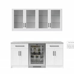 NewAge Products Home Bar Cabinets Home Bar 4 Piece Cabinet Set With Glass Door And Single Drawer Cabinets - 24 Inch