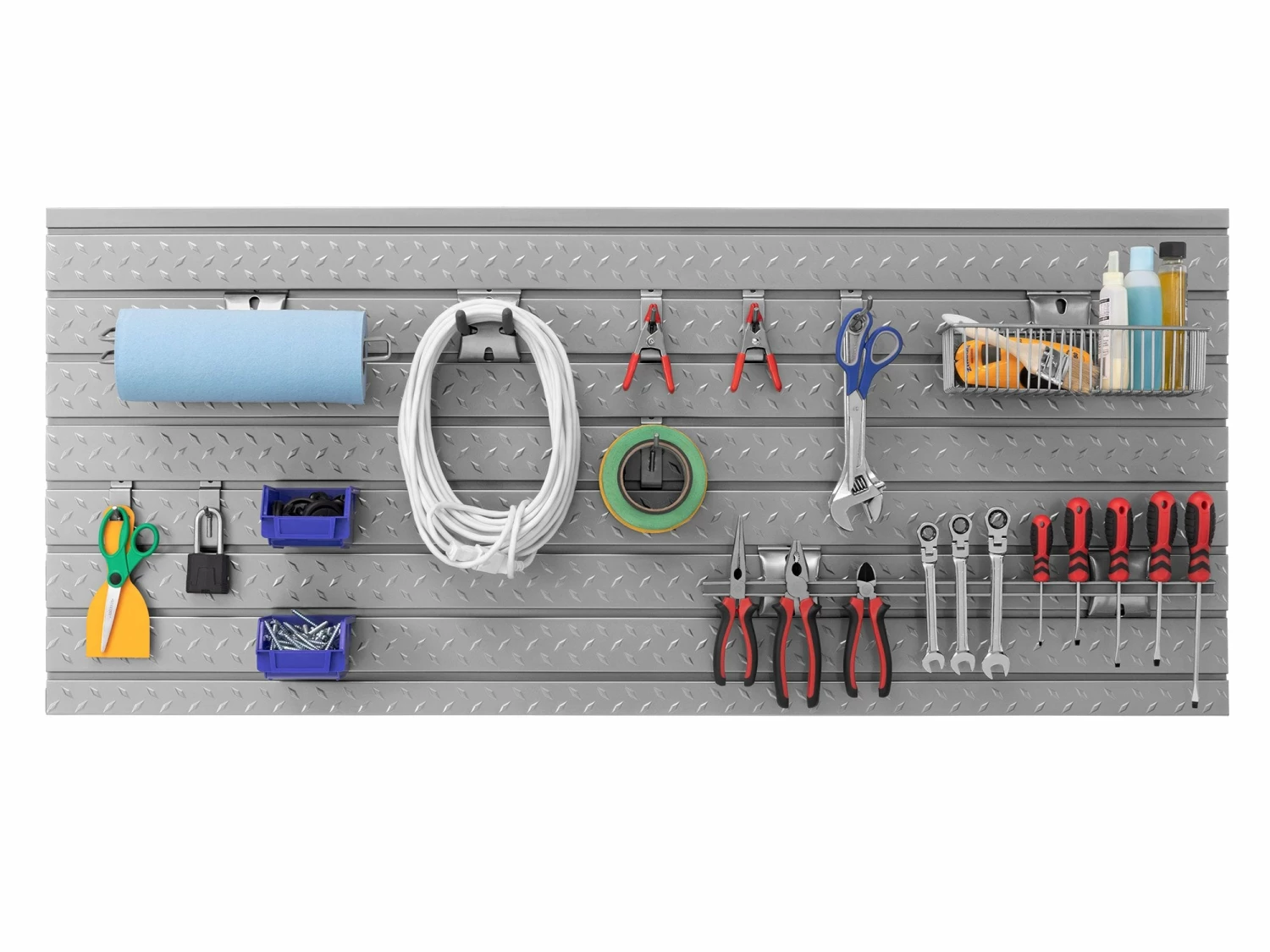 NewAge Products 2 X Pro Series 84 In. Diamond Plate Slatwall Backsplash 3 NewAge Products 2 X Pro Series 84 In. Diamond Plate Slatwall Backsplash