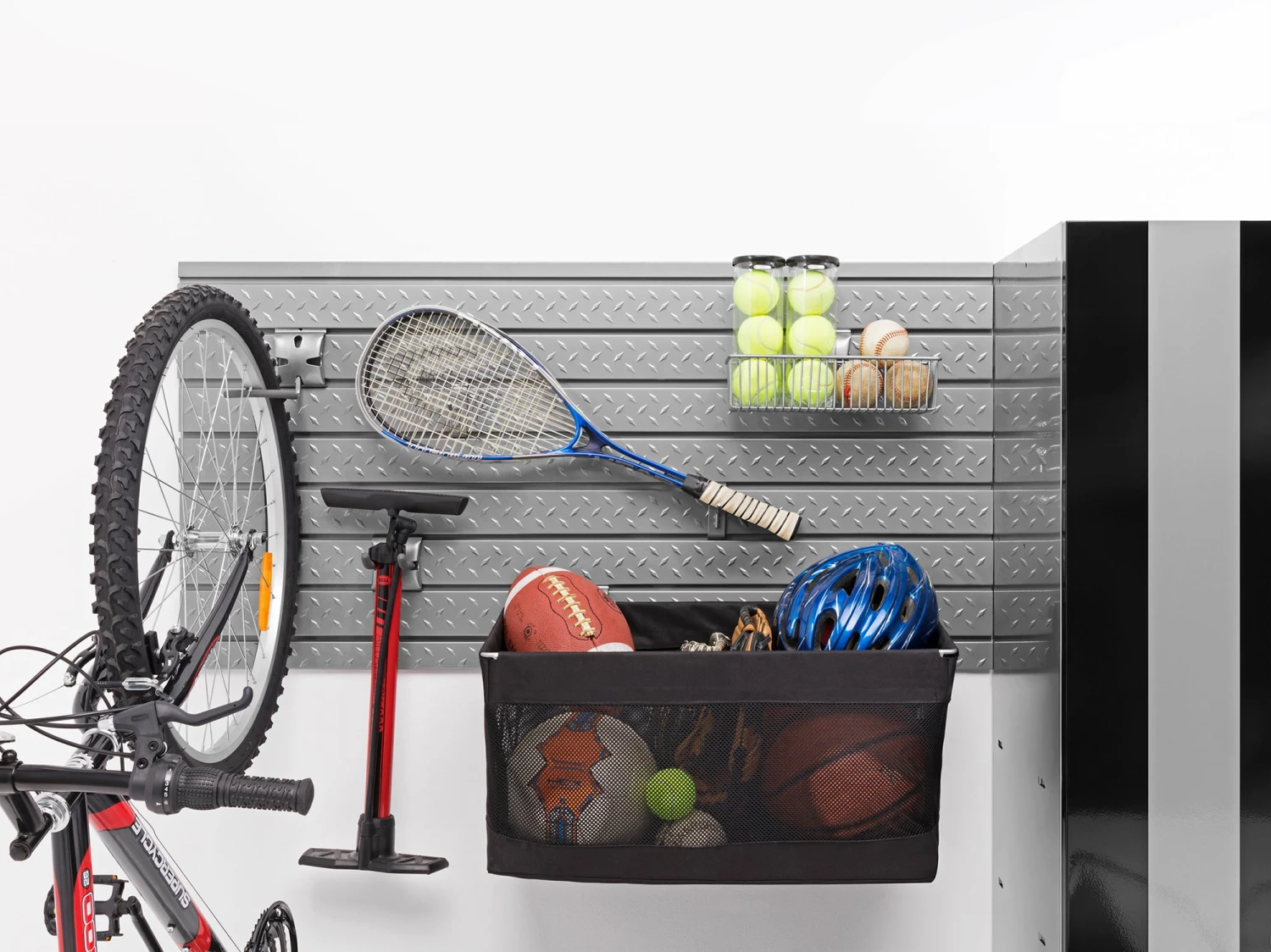 NewAge Products Pro Series 84 In. Diamond Plate Silver Slatwall Backsplash (2-Pack) And 40-Piece Accessory Kit 8 NewAge Products Pro Series 84 In. Diamond Plate Silver Slatwall Backsplash (2-Pack) And 40-Piece Accessory Kit