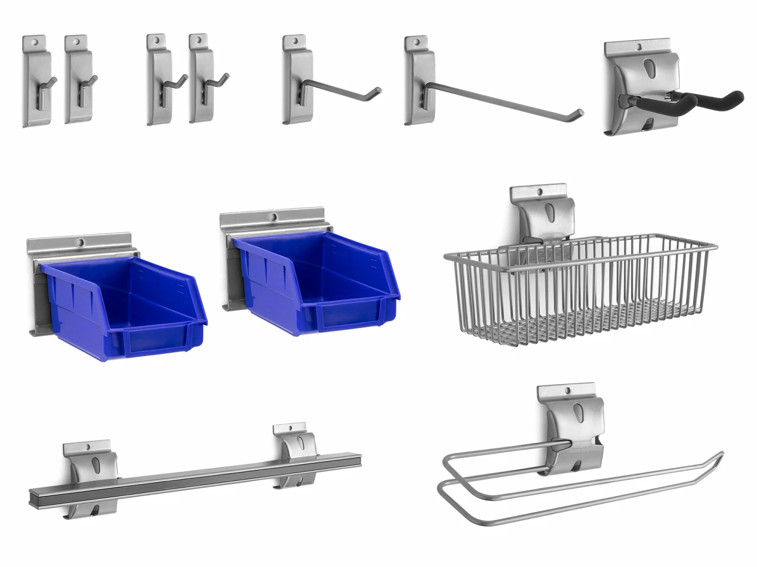 NewAge Products Garage Storage PVC Slatwall 12-Piece Accessory Kit 1 NewAge Products Garage Storage PVC Slatwall 12-Piece Accessory Kit