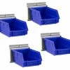 NewAge Products Garage Storage PVC Slatwall Blue Parts Bins With Parts Bins Support (Pack Of 4)