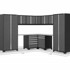 NewAge Products Pro Series Gray 12 Piece Cabinet Set Garage Storage 42 NewAge Products Pro Series Gray 12 Piece Cabinet Set Garage Storage