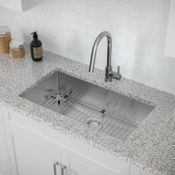 NewAge Products Shop Kitchen Sets 32 In. Undermount Single Bowl Stainless Steel Sink With Classic Pull Down Faucet