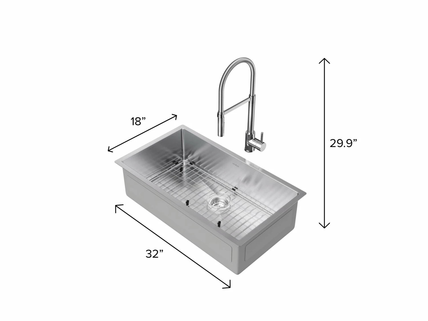 NewAge Products Shop Kitchen Sets 32 In. Undermount Single Bowl Stainless Steel Sink With Flex Pull Down Faucet 10 NewAge Products Shop Kitchen Sets 32 In. Undermount Single Bowl Stainless Steel Sink With Flex Pull Down Faucet