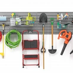 NewAge Products Pro Series 84 In. Diamond Plate Silver Slatwall Backsplash And 40-Piece Accessory Kit Garage Storage