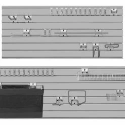 NewAge Products Garage Storage Bold Series 48 In. And 72 In. High-Gloss Silver Slatwall Backsplash Set With 40-Piece Hook Kit