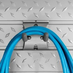 NewAge Products Garage Storage Bold Series 48 In. And 72 In. High-Gloss Silver Slatwall Backsplash Set With 40-Piece Hook Kit