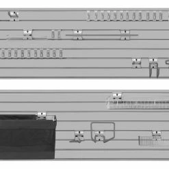 NewAge Products Bold Series 72 In. High-Gloss Silver Slatwall Backsplash (2-Pack) With 40-Piece Accessory Kit Garage Storage