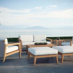 NewAge Products Patio Furniture Lakeside 6 Seater Chat Set With Coffee Table And Side Table