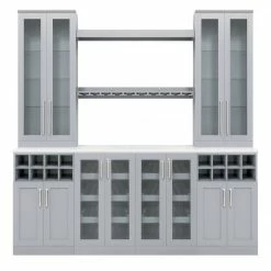 NewAge Products Home Bar Gray 9 Piece Cabinet Set - 21 Inch