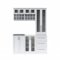 NewAge Products Home Wet Bar 7 Piece Cabinet Set - 21 Inch Home Bar Cabinets