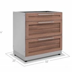 None Outdoor Kitchen Stainless Steel 3-Drawer Cabinet