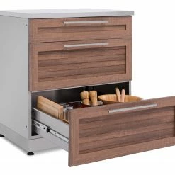 None Outdoor Kitchen Stainless Steel 3-Drawer Cabinet