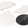 NewAge Products Outdoor Kitchen Kamado 4-Piece Bundle (22 In. Pizza Stone Assembly, 22 In. Cast Iron Griddle, 18 In. Heat Diffuser, 18 In. Half Moon Heat Diffuser)