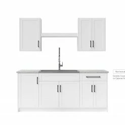NewAge Products Home Laundry Room 8 Piece Cabinet Set With Single Drawer Cabinet, Sink, Faucet And Shelf Laundry Room Cabinets