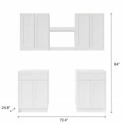 NewAge Products Home Bar 6 Piece Cabinet Set With Single Drawer Cabinets And Shelves - 24 Inch