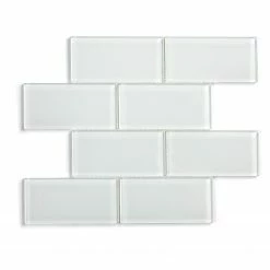 NewAge Products Kitchen Backsplash SUPER WHITE Glass Subway Tile Backsplash (11 Sq.ft. / Box)