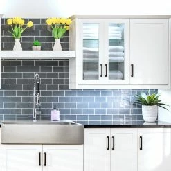 NewAge Products Kitchen Backsplash DARK GLASS Subway Tile Backsplash (11 Sq.ft. / Box)