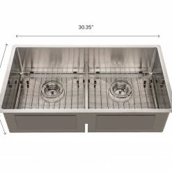 NewAge Products Kitchen Sinks 30.35 In. Undermount Double Bowl Stainless Steel Sink