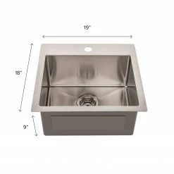 NewAge Products 19 In. Overmount Single Bowl Stainless Steel Sink Kitchen Sinks 9 NewAge Products 19 In. Overmount Single Bowl Stainless Steel Sink Kitchen Sinks