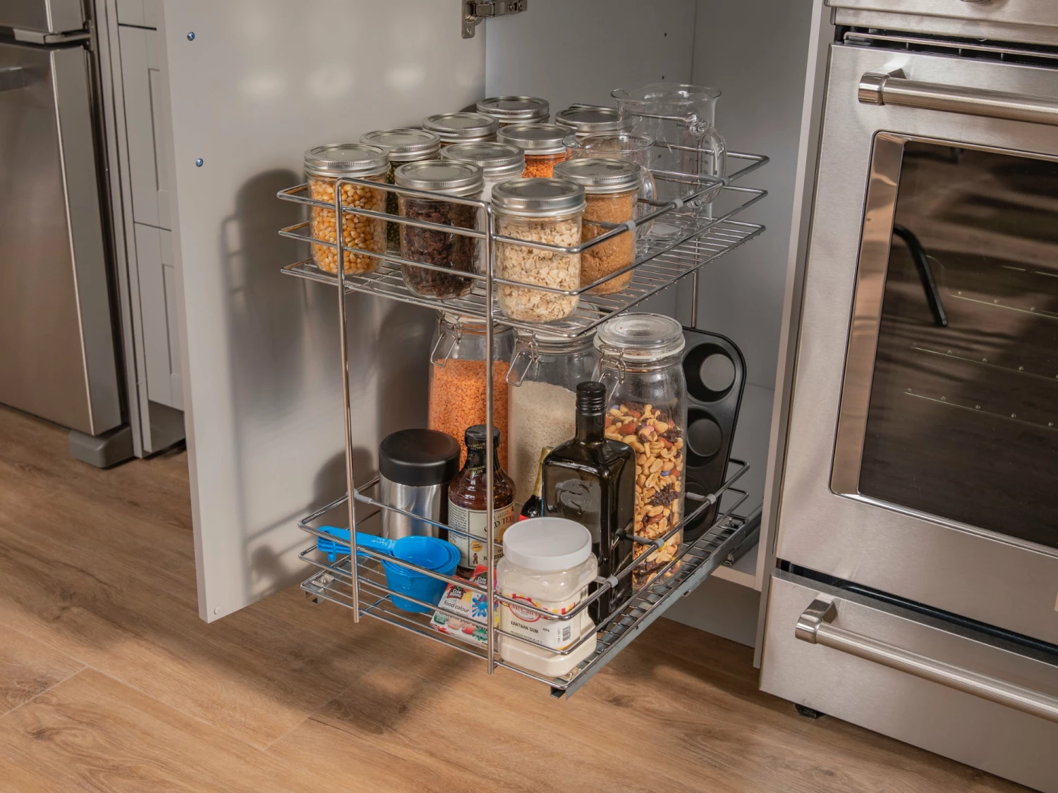 NewAge Products Kitchen Organization Pull Out Double Basket 2 NewAge Products Kitchen Organization Pull Out Double Basket