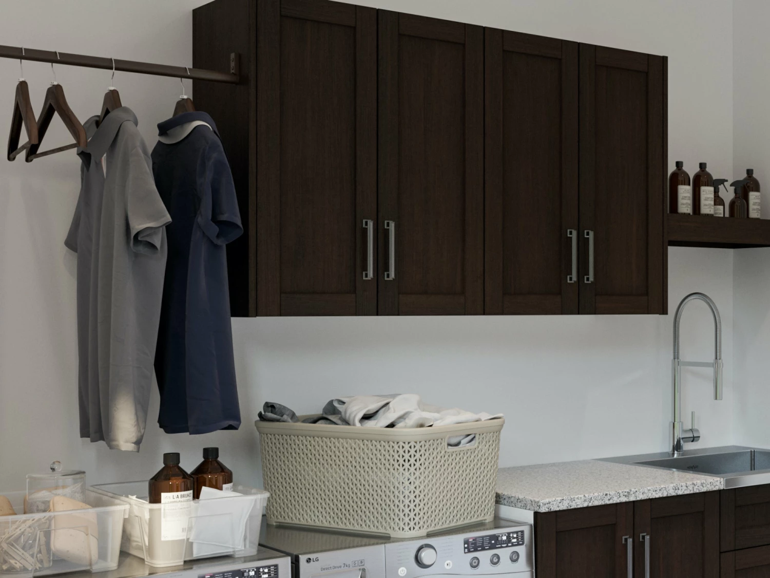 NewAge Products Laundry Room Cabinets Closet Rod Kit 3 NewAge Products Laundry Room Cabinets Closet Rod Kit