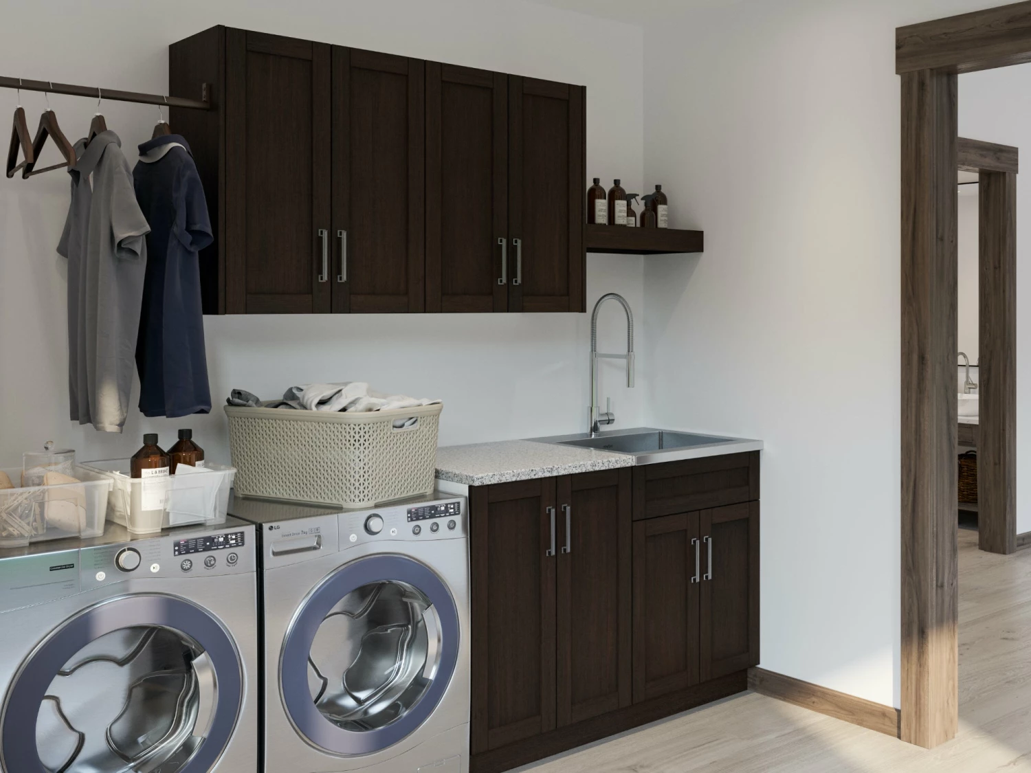 NewAge Products Laundry Room Cabinets Pull Out Hamper Basket 11 NewAge Products Laundry Room Cabinets Pull Out Hamper Basket