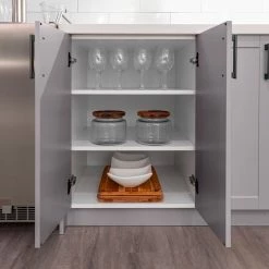 NewAge Products Home Bar 6 Piece Cabinet Set With Single Drawer Cabinets And Shelves - 24 Inch