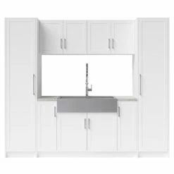 NewAge Products Home Laundry Room 11 Piece Cabinet Set With 36 In. Sink And Faucet