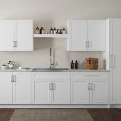 NewAge Products Home Laundry Room 11 Piece Cabinet Set With Centered Shelf, Sink And Faucet Laundry Room Cabinets