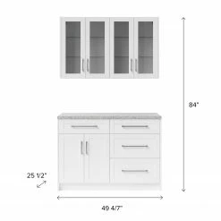 NewAge Products Home Bar 5 Piece Cabinet Set With Granite Countertop And Glass Doors - 24 Inch